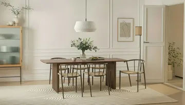 Richeto Matbord 240 cm med 6 Winston Matstolar - Rökt ek / Beige / Metallben Rökt ek - Products - Möbler - Bord & matgrupp - Matgrupp