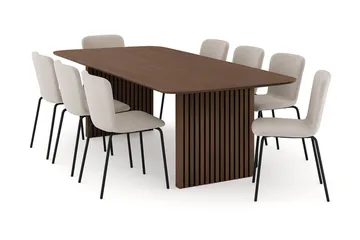 Richeto Matbord 240 cm med 8 Katy Matstolar, Rökt ek