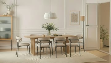 Richeto Matbord 240 cm med 8 Lucy Matstolar - Naturlig finish / Greige Bouclé / Metallben Svart - Products - Möbler - Bord & matgrupp - Matgrupp