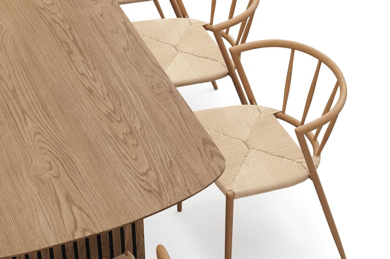 Richeto Matbord 240 cm med 8 Winston Matstolar - Naturlig finish / Beige / Metallben Ek - Products - Möbler - Bord & matgrupp - Matgrupp