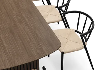 Richeto Matbord 240 cm med 8 Winston Matstolar - Rökt ek / Beige / Metallben Svart - Products - Möbler - Bord & matgrupp - Matgrupp