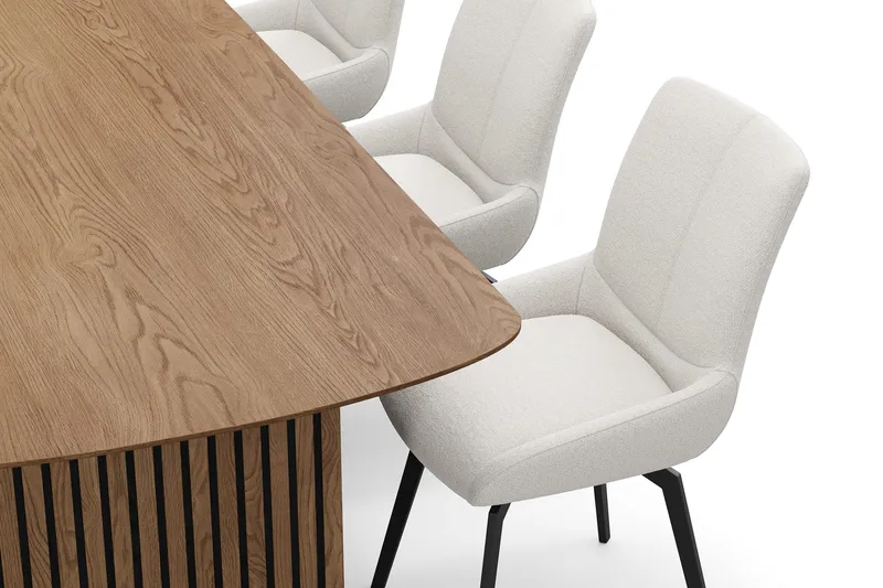 Richeto Matgrupp 240 cm med 6 Mora Snurrstolar - Naturlig finish/Ljusbeige - Products - Möbler - Bord & matgrupp - Matgrupp