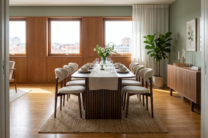 Richeto Matgrupp 240 cm Rökt ek med 6 Molly Matstolar - Rökt ek/Beige - Products - Möbler - Bord & matgrupp - Matgrupp