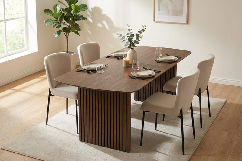 Richeto Matgrupp Rökt Ek 180 cm med 4 Elsie Matstolar - Rökt ek - Products - Möbler - Bord & matgrupp - Matgrupp