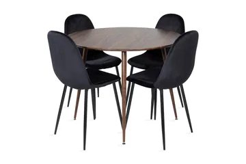 Ridones Matgrupp 100 cm Rund inkl 4 Pontus Stolar - Brun/Svart - Products - Möbler - Bord & matgrupp - Matgrupp