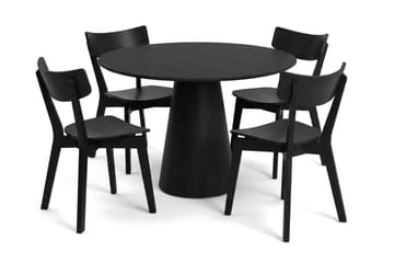 Siena Matgrupp 110 cm runt i Svart med 4 Amelia Matstolar - Svart - Products - Möbler - Bord & matgrupp - Matgrupp