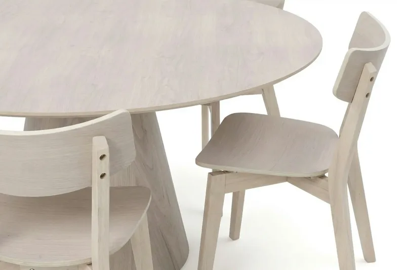 Siena Matgrupp 150 cm runt Vitlaserad med 6 Amelia Matstolar - Vitlaserad - Products - Möbler - Bord & matgrupp - Matgrupp