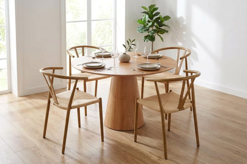 Siena Matgrupp runt 110 cm Ek med 4 Elysia Matstolar - Ek - Products - Möbler - Bord & matgrupp - Matgrupp