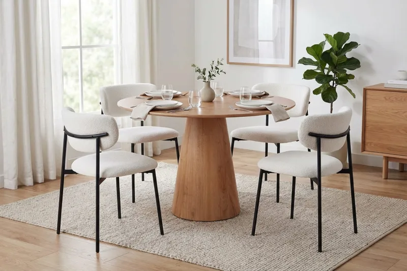 Siena Matgrupp runt 110 cm Ek med 4 Lucy Matstolar - Ek - Products - Möbler - Bord & matgrupp - Matgrupp