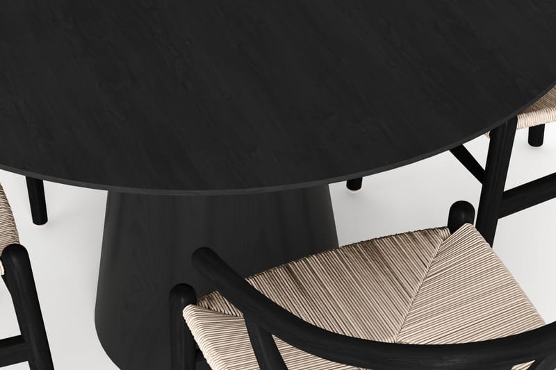 Siena Matgrupp runt 110 cm Svart med 4 Dastoori Matstolar - Svart - Products - Möbler - Bord & matgrupp - Matgrupp