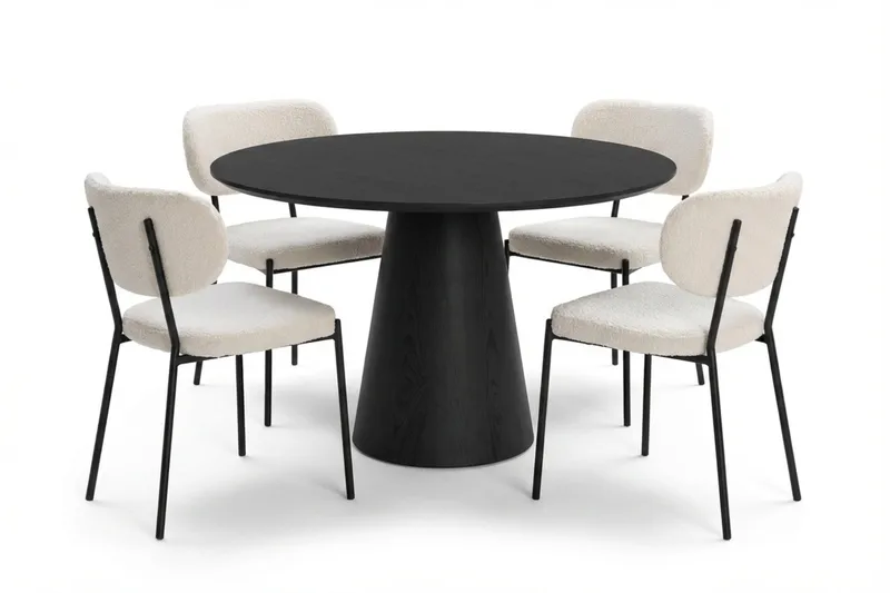 Siena Matgrupp runt 110 cm Svart med 4 Gemmiano Matstolar - Svart - Products - Möbler - Bord & matgrupp - Matgrupp