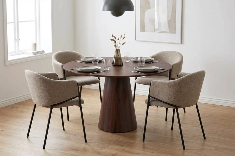 Siena Matgrupp runt 110 cm Valnöt med 4 Filip Matstolar - Valnöt - Products - Möbler - Bord & matgrupp - Matgrupp