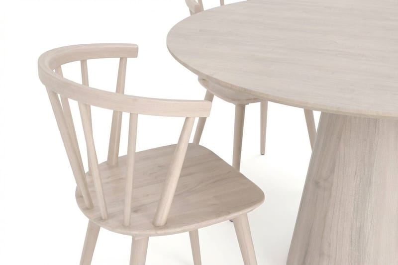 Siena Matgrupp runt 110 cm Vitlaserad med 4 Tyrö Matstolar - Vitlaserad - Products - Möbler - Bord & matgrupp - Matgrupp