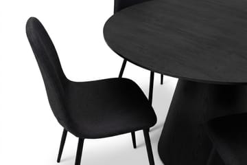 Siena Matgrupp runt 130 cm Svart med 6 Nibe Matstolar - Svart - Products - Möbler - Bord & matgrupp - Matgrupp
