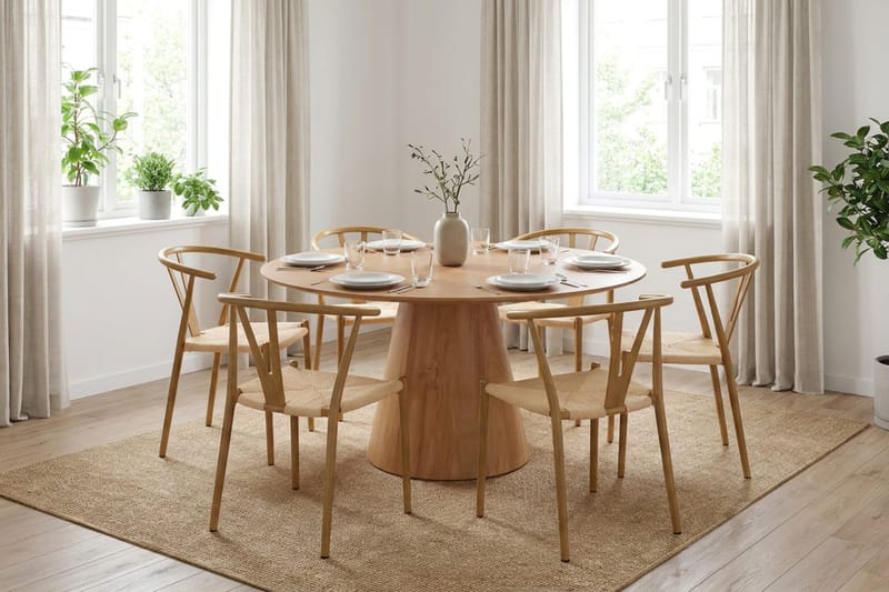 Siena Matgrupp runt 150 cm Ek med 6 Elysia Matstolar - Ek - Products - Möbler - Bord & matgrupp - Matgrupp