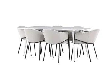 Silar Matgrupp 180 cm Rektangulär med 6 Evelina stolar - Vit/Grå - Products - Möbler - Bord & matgrupp - Matgrupp