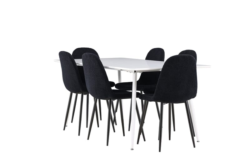 Silar Matgrupp 180 cm Rektangulär med 6 Polar stolar - Vit/Svart - Products - Möbler - Bord & matgrupp - Matgrupp