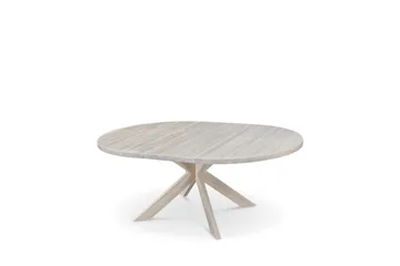 Slite Förlängningsbart Matbord 140-180 cm Runt  i massivt trä - Ljusgrå/Natur - Products - Möbler - Bord & matgrupp - Matbord & köksbord