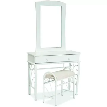 Sminkbord med spegel och pall - Vit - Vit - Products - Möbler - Bord & matgrupp - Sminkbord & toalettbord