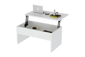 Furny Home Soffbord 90 cm Höj- och Sänkbar med Förvaring - Vit - Products - Möbler - Bord & matgrupp - Soffbord - Soffbord med förvaring