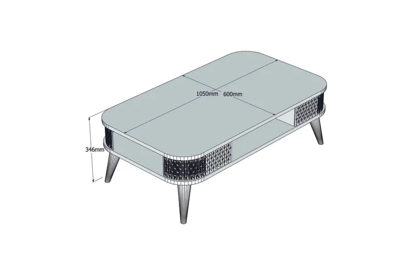 Hovdane Soffbord 105 cm med Förvaring Hylla Runda Hörn - Ljusbrun - Products - Möbler - Bord & matgrupp - Soffbord - Soffbord med förvaring