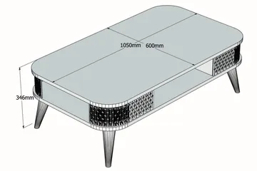 Hovdane Soffbord 105 cm med Förvaring Hylla Runda Hörn - Vit/Brun/Ek - Products - Möbler - Bord & matgrupp - Soffbord - Soffbord med förvaring