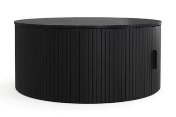 Noira Runt Soffbord 80 cm med Förvaring Ribbad, Svartlaserad ek