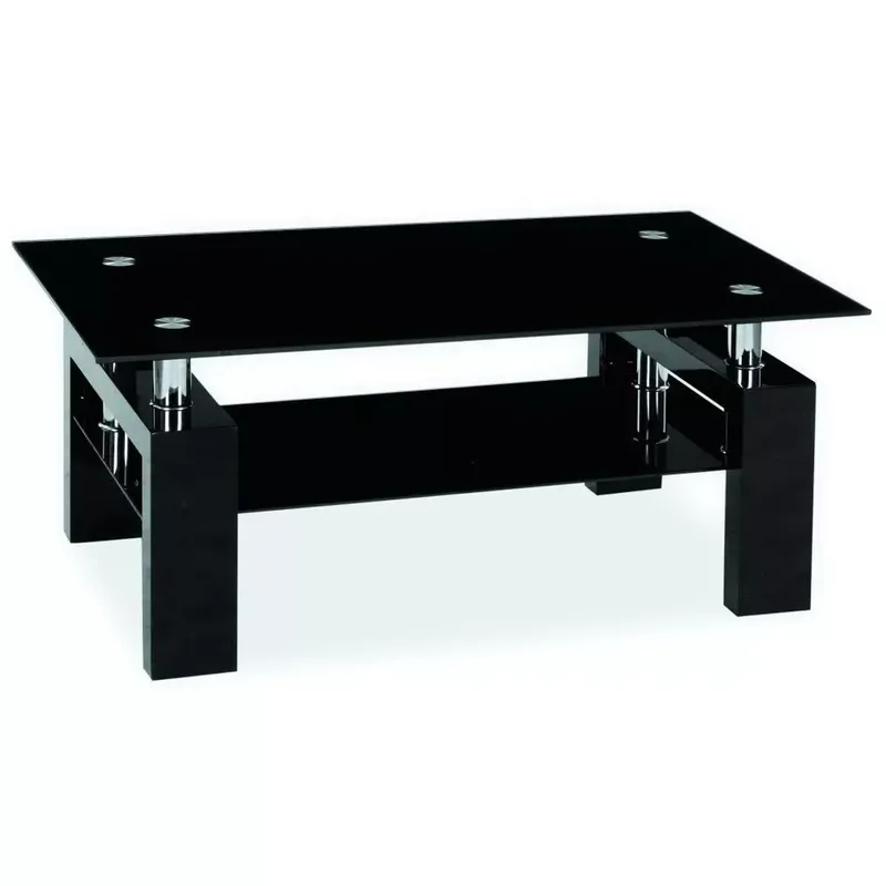 Soffbord 110 x 60 cm - Svart / Glas, Svart