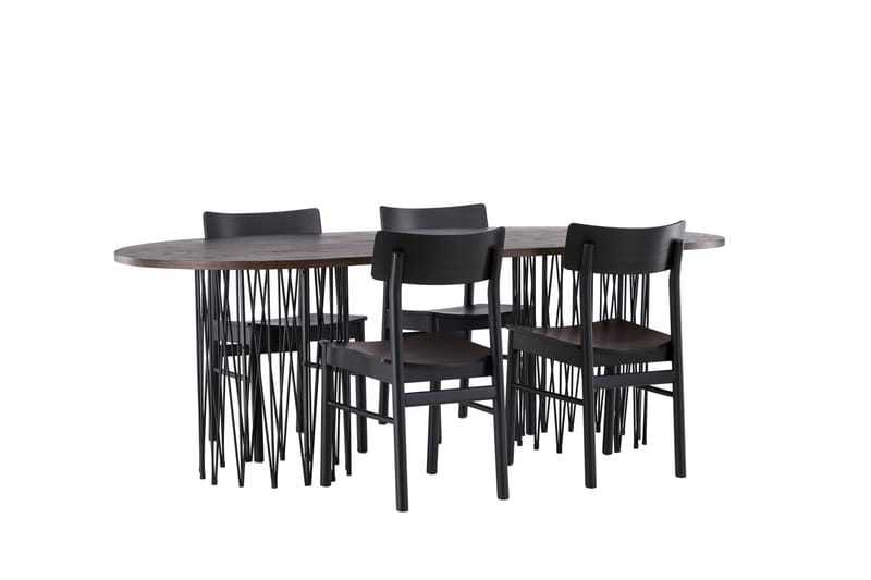 Stone Matgrupp + 4 Montros stolar Oval - Svart/Mocca - Products - Möbler - Bord & matgrupp - Matgrupp