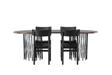 Stone Matgrupp + 4 Montros stolar Oval - Svart/Mocca - Products - Möbler - Bord & matgrupp - Matgrupp