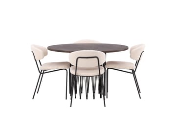 Stone Matgrupp 120 cm Rund med 4 Chico Stolar - Svart - Products - Möbler - Bord & matgrupp - Matgrupp