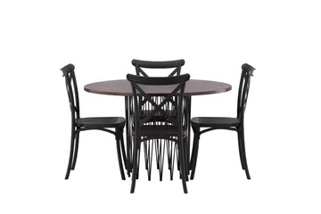 Stone Matgrupp 120 cm Rund med 4 Crosett stolar - Svart - Products - Möbler - Bord & matgrupp - Matgrupp