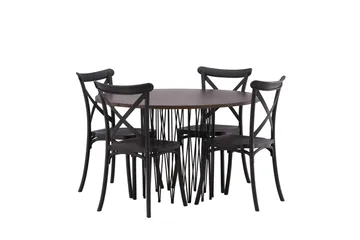 Stone Matgrupp 120 cm Rund med 4 Crosett stolar - Svart - Products - Möbler - Bord & matgrupp - Matgrupp