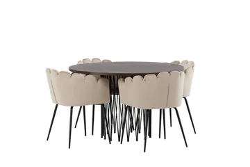 Stone Matgrupp 120 cm Rund med 4 Limhamn stolar - Beige - Products - Möbler - Bord & matgrupp - Matgrupp