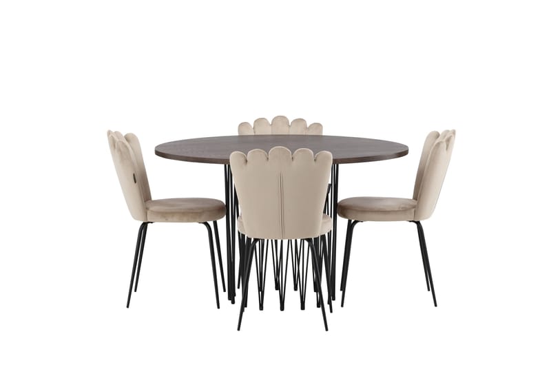 Stone Matgrupp 120 cm Rund med 4 Limhamn stolar - Beige - Products - Möbler - Bord & matgrupp - Matgrupp