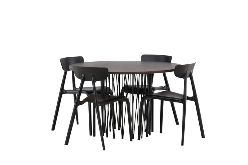 Stone Matgrupp 120 cm Rund med 4 Ursholmen stolar - Svart - Products - Möbler - Bord & matgrupp - Matgrupp