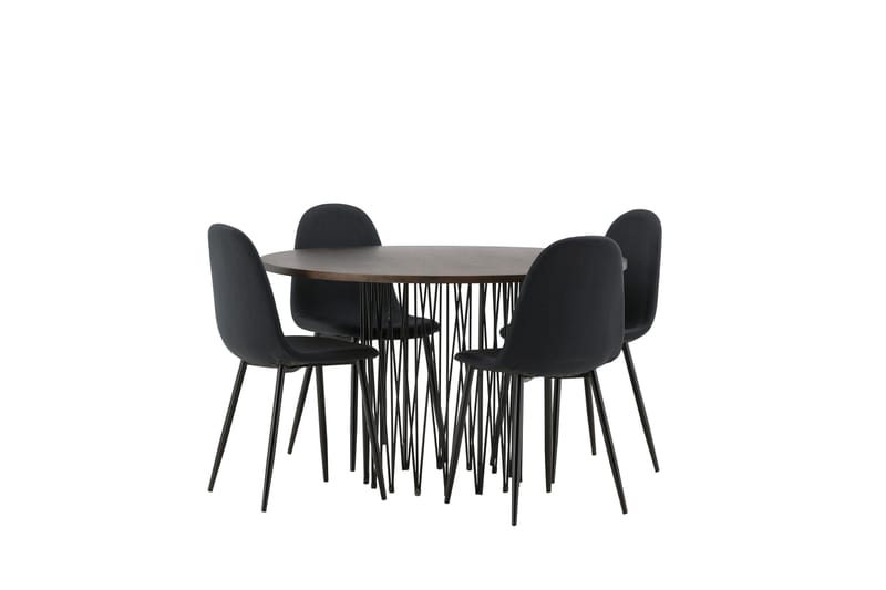 Stone Matgrupp 120 cm Rund med 4 Polar stolar - Svart - Products - Möbler - Bord & matgrupp - Matgrupp