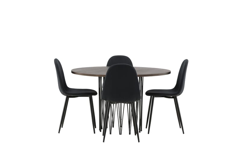 Stone Matgrupp 120 cm Rund med 4 Polar stolar - Svart - Products - Möbler - Bord & matgrupp - Matgrupp