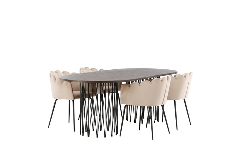 Stone Matgrupp 220 cm Oval med 4 Limhamn stolar - Beige - Products - Möbler - Bord & matgrupp - Matgrupp