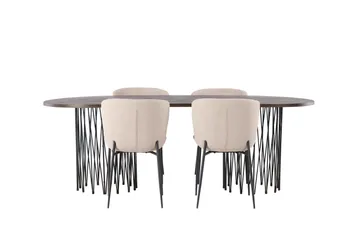 Stone Matgrupp 220 cm Oval med 4 Modesto stolar, Beige