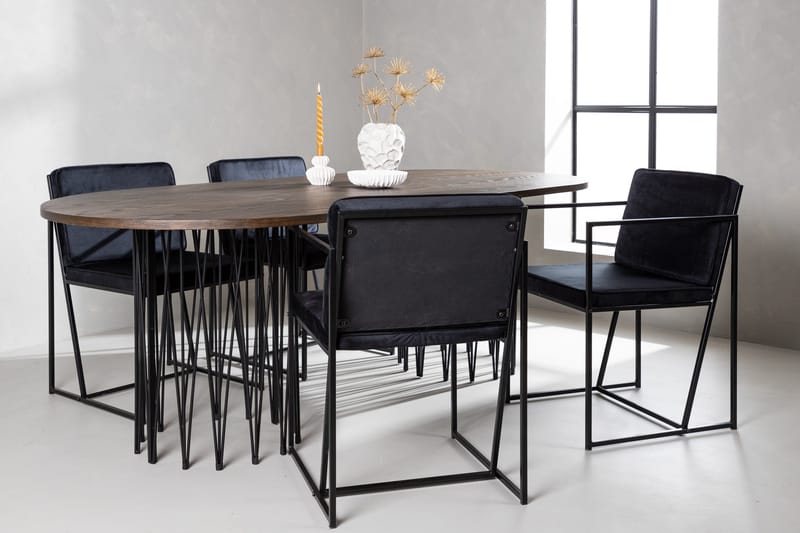 Stone Matgrupp 220 cm Oval med 4 Richmond stolar - Svart - Products - Möbler - Bord & matgrupp - Matgrupp