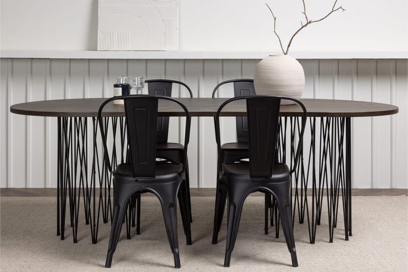 Stone Matgrupp 220 cm Oval med 4 Tempe Stolar - Svart - Products - Möbler - Bord & matgrupp - Matgrupp