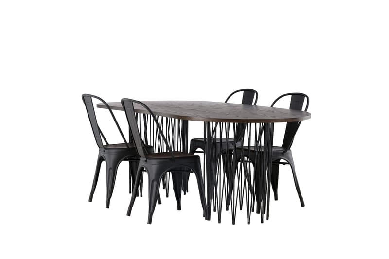 Stone Matgrupp 220 cm Oval med 4 Tempe Stolar - Svart - Products - Möbler - Bord & matgrupp - Matgrupp