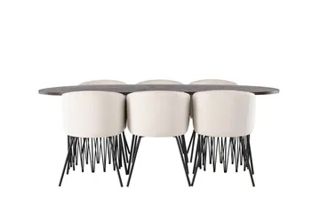 Stone Matgrupp 220 cm Rektangulär med 6 Berit stolar, Beige