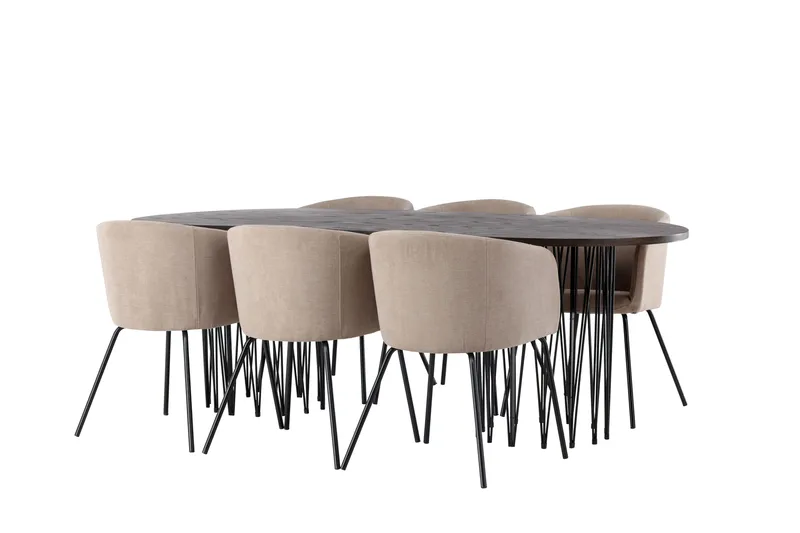 Stone Matgrupp 220 cm Rektangulär med 6 Berit stolar - Beige - Products - Möbler - Bord & matgrupp - Matgrupp