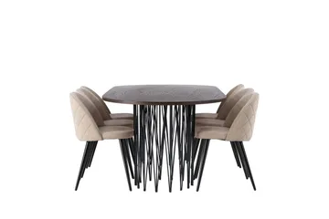 Stone Matgrupp 220 cm Rektangulär med 6 Velvet stolar - Beige - Products - Möbler - Bord & matgrupp - Matgrupp