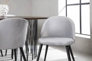 Stone Matgrupp 220 cm Rektangulär med 6 Velvet stolar - Grå - Products - Möbler - Bord & matgrupp - Matgrupp