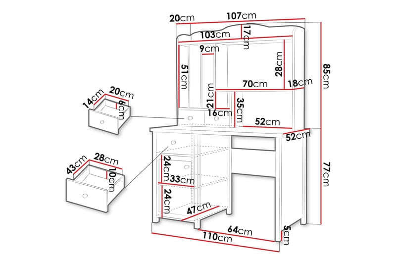 Storys Sminkbord 110x52 cm - Vit - Products - Möbler - Bord & matgrupp - Sminkbord & toalettbord