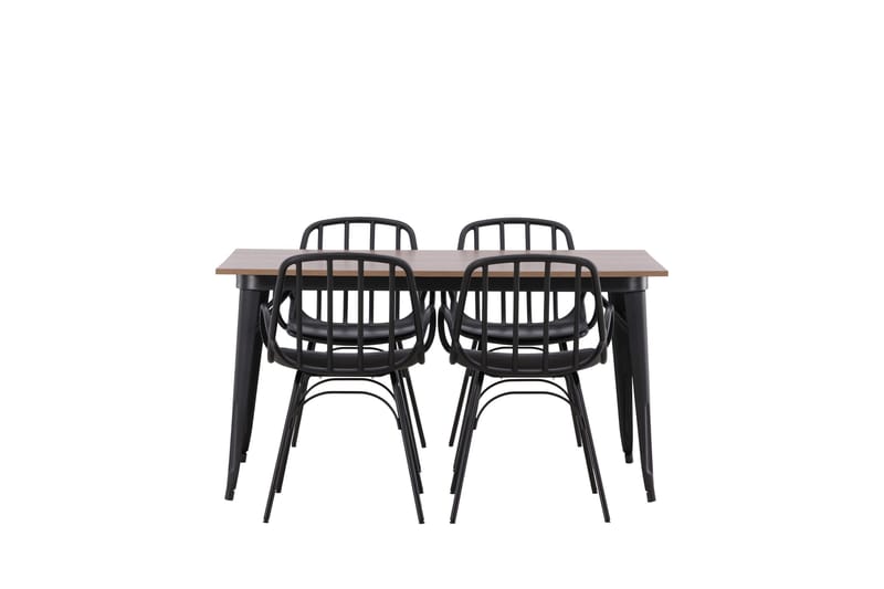 Tempe Matgrupp 140 cm Rektangulär med 4 Dyrön stolar, Svart