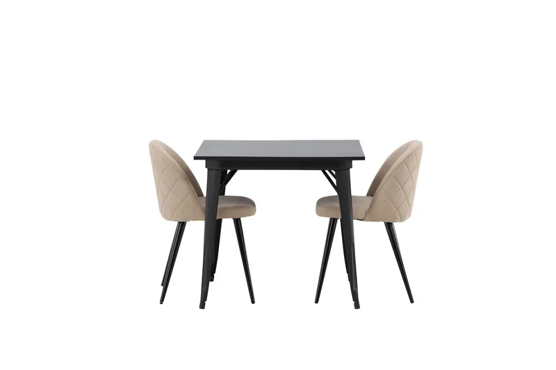 Tempe Matgrupp 80 cm Rektangulär med 2 Velvet stolar - Beige - Products - Möbler - Bord & matgrupp - Matgrupp